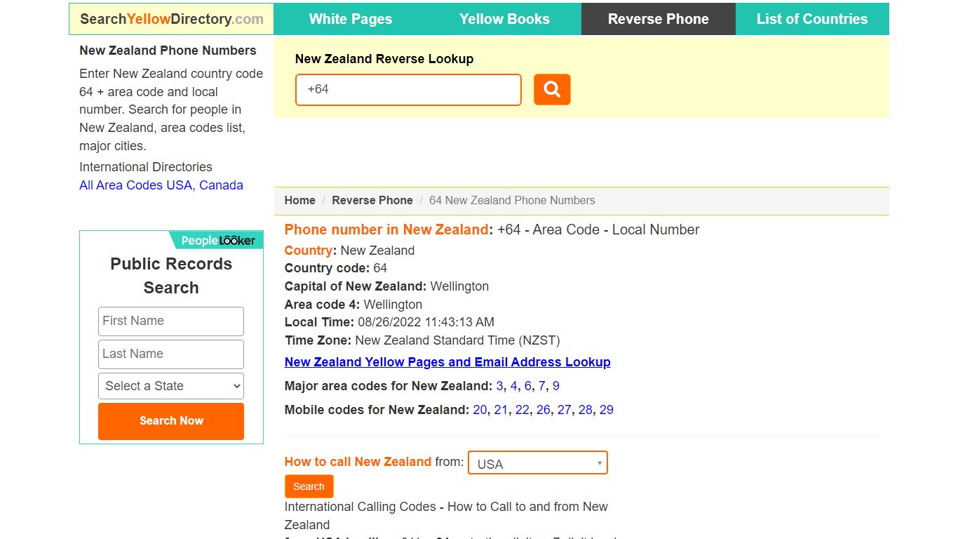 New Zealand Reverse Lookup 64, Phone Number Search