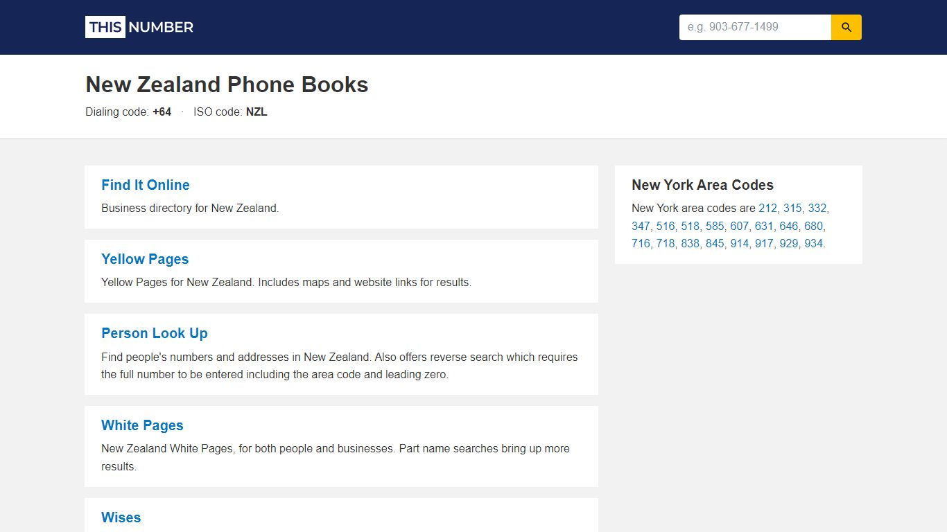 New Zealand White Pages & Yellow Pages (+64) | ThisNumber